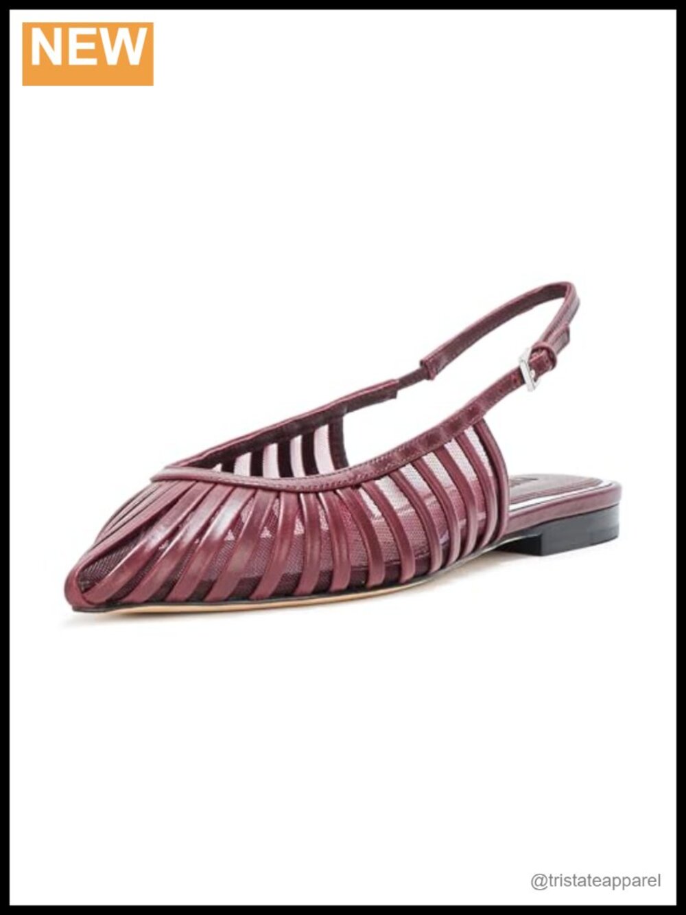 Women's Leather Flat Sandals Pointed Toe Slingback Buckle Casual Cage Strap